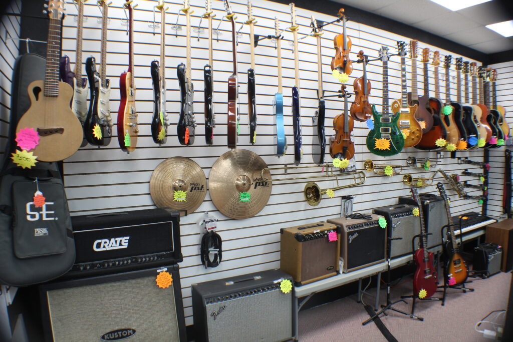 Electric and Acoustic Guitars, Guitar Amps, accessories and Cymbals